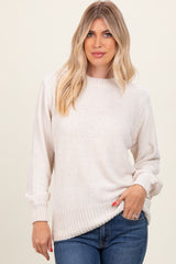 Cream Chenille Knit Maternity Sweater