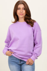 Lavender Fleece Crew Neck Relaxed Fit Maternity Sweatshirt