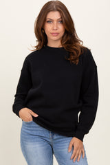 Black Fleece Crew Neck Relaxed Fit Maternity Sweatshirt