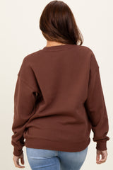 Brown Fleece Crew Neck Relaxed Fit Sweatshirt