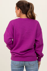 Magenta Fleece Crew Neck Relaxed Fit Maternity Sweatshirt