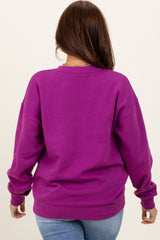 Magenta Fleece Crew Neck Relaxed Fit Sweatshirt