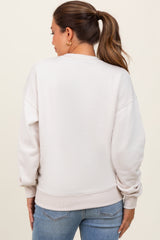 Cream Fleece Crew Neck Relaxed Fit Maternity Sweatshirt