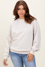 Cream Fleece Crew Neck Relaxed Fit Sweatshirt