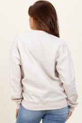 Cream Fleece Crew Neck Relaxed Fit Sweatshirt