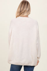 Cream Oversized Crewneck Melange Knit Sweater