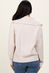 Cream Half Zip Chunky Knit Pullover Sweater