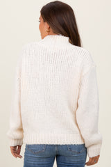 Cream Chunky Knit Mock Neck Maternity Sweater