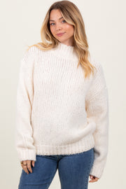 Cream  Chunky Knit Mock Neck Sweater