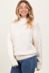 Cream  Chunky Knit Mock Neck Sweater