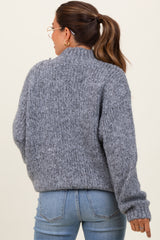 Heather Grey Chunky Knit Mock Neck Maternity Sweater