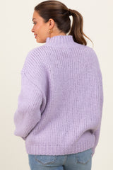 Lavender Chunky Knit Mock Neck Maternity Sweater