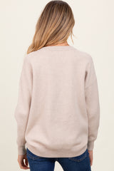 Cream Basic Relaxed Pullover Maternity Sweater