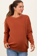 Rust Basic Relaxed Pullover Maternity Sweater