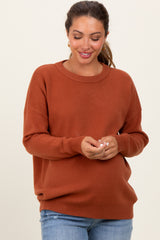 Rust Basic Relaxed Pullover Maternity Sweater