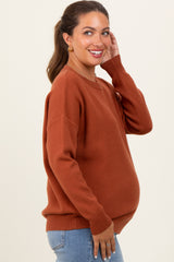 Rust Basic Relaxed Pullover Maternity Sweater