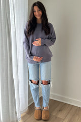 Grey Basic Relaxed Pullover Maternity Sweater