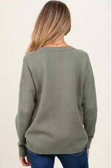 Olive Basic Relaxed Pullover Maternity Sweater