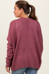 Magenta Pocketed Open Maternity Cardigan