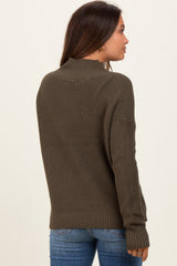 Olive Relaxed Mock Neck Maternity Sweater