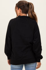 Black Half Zip Contrast Rib Sweatshirt Maternity Top