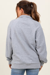 Heather Grey Half Zip Contrast Rib Sweatshirt Maternity Top