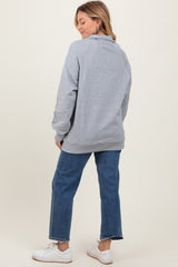 Heather Grey Half Zip Contrast Rib Sweatshirt Top