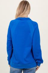 Blue Half Zip Contrast Rib Sweatshirt Top