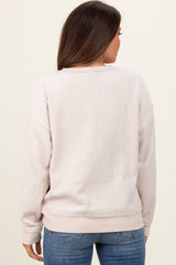 Cream Ribbed Brushed Knit Maternity Pullover Top