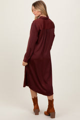 Rust Long Sleeve Midi Shirt Dress