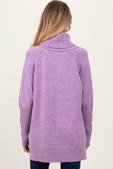 Lavender Contrast Rib Turtle Neck Maternity Sweater