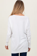 Ivory Front Seam V-Neck Side Slit Maternity Sweater