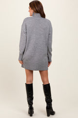 Heather Grey Turtle Neck Mini Sweater Dress