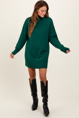 Forest Green Turtle Neck Maternity Mini Sweater Dress