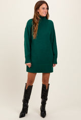 Forest Green Turtle Neck Mini Sweater Dress