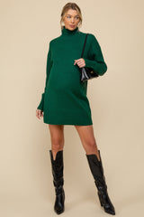 Forest Green Turtle Neck Maternity Mini Sweater Dress