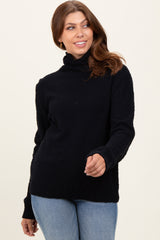 Black Turtleneck Chenille Knit Maternity Sweater