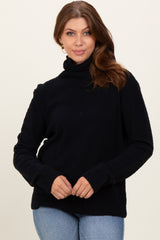 Black Turtleneck Chenille Knit Sweater