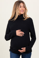 Black Turtleneck Chenille Knit Maternity Sweater