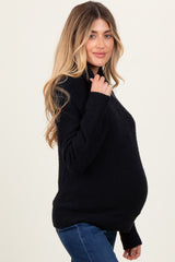 Black Turtleneck Chenille Knit Maternity Sweater