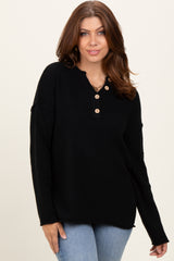 Black Diamond Knit Button Detail Maternity Sweater