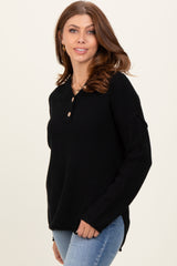 Black Diamond Knit Button Detail Sweater