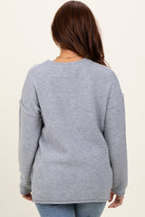 Heather Grey Diamond Knit Button Detail Sweater