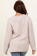 Beige Diamond Knit Button Detail Sweater