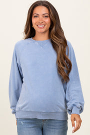 Blue Vintage Wash Relaxed Fit Maternity Sweatshirt