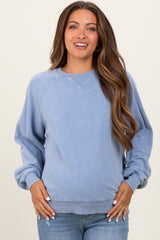 Blue Vintage Wash Relaxed Fit Maternity Sweatshirt