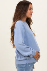 Blue Vintage Wash Relaxed Fit Maternity Sweatshirt