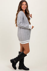 Heather Grey Cable Knit Maternity Sweater Mini Dress