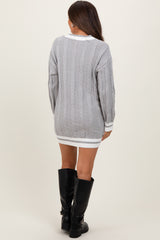 Heather Grey Cable Knit Maternity Sweater Mini Dress