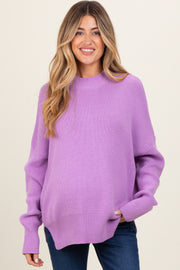 Lavender Mock Neck Basic Maternity Sweater